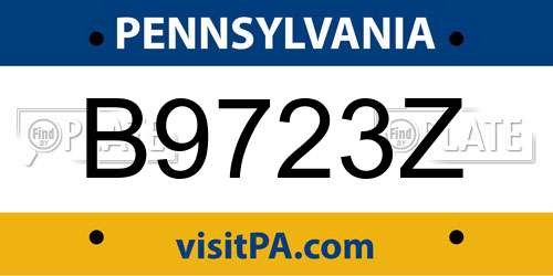 B9723Z Pennsylvania License Plate