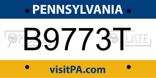 B9773T Pennsylvania License Plate