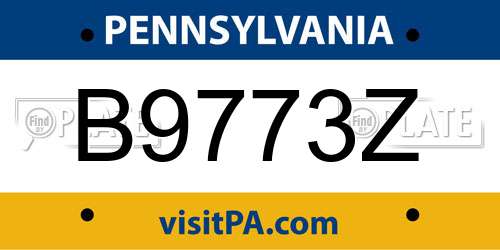 B9773Z Pennsylvania License Plate