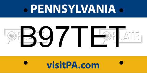 B97TET Pennsylvania License Plate
