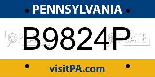 B9824P Pennsylvania License Plate