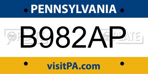 B982AP Pennsylvania License Plate