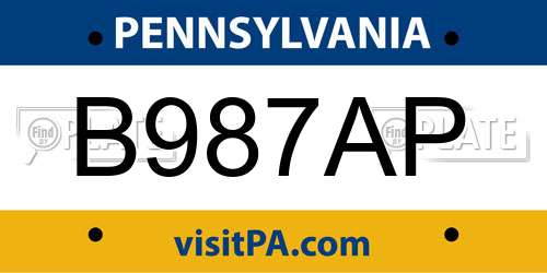 B987AP Pennsylvania License Plate