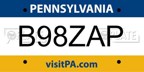 B98ZAP Pennsylvania License Plate
