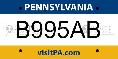 B995AB Pennsylvania License Plate