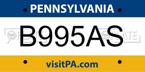B995AS Pennsylvania License Plate