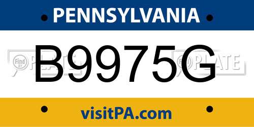 B9975G Pennsylvania License Plate