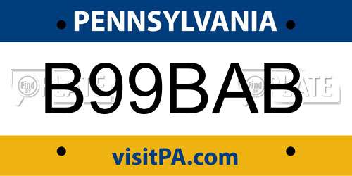 B99BAB Pennsylvania License Plate