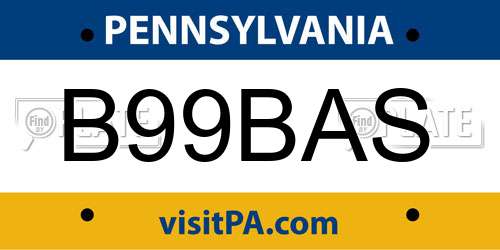 B99BAS Pennsylvania License Plate