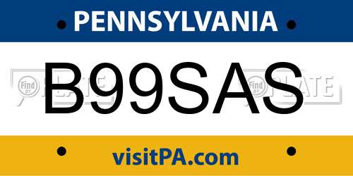 B99SAS Pennsylvania License Plate