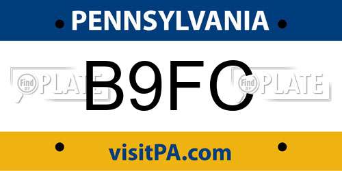 B9FC Pennsylvania License Plate