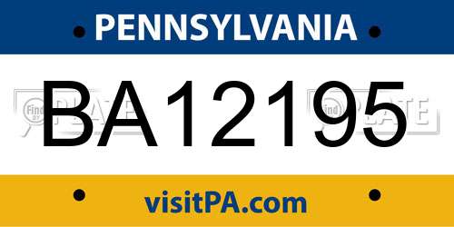 BA12195 Pennsylvania License Plate