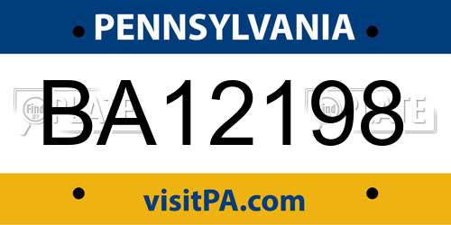 BA12198 Pennsylvania License Plate