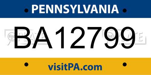 BA12799 Pennsylvania License Plate