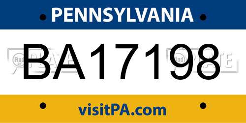 BA17198 Pennsylvania License Plate