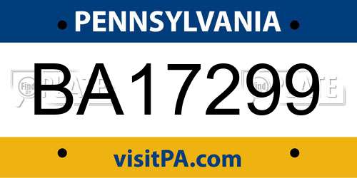 BA17299 Pennsylvania License Plate