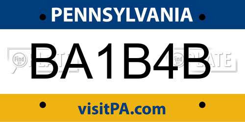 BA1B4B Pennsylvania License Plate