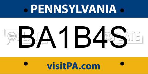BA1B4S Pennsylvania License Plate