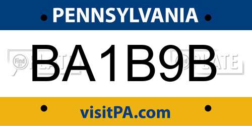 BA1B9B Pennsylvania License Plate