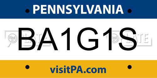 BA1G1S Pennsylvania License Plate