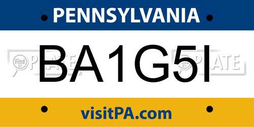 BA1G5I Pennsylvania License Plate