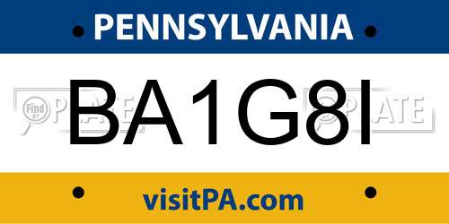 BA1G8I Pennsylvania License Plate