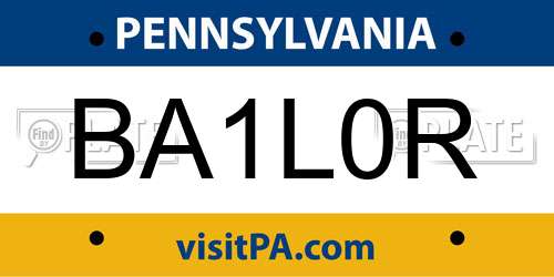 BA1L0R Pennsylvania License Plate