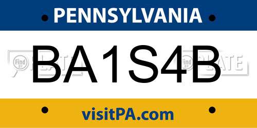 BA1S4B Pennsylvania License Plate