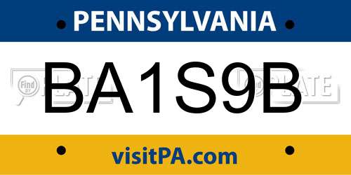 BA1S9B Pennsylvania License Plate