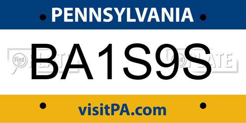 BA1S9S Pennsylvania License Plate