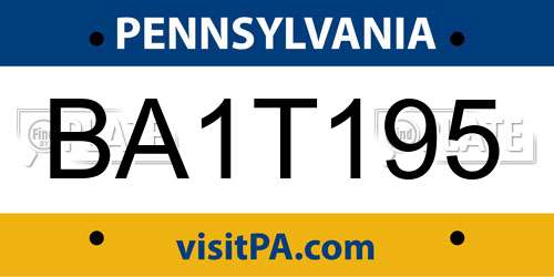 BA1T195 Pennsylvania License Plate