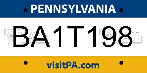 BA1T198 Pennsylvania License Plate