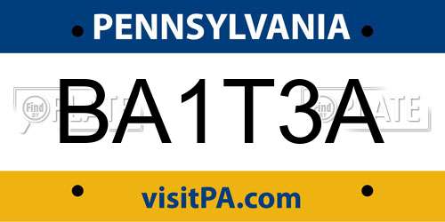 BA1T3A Pennsylvania License Plate