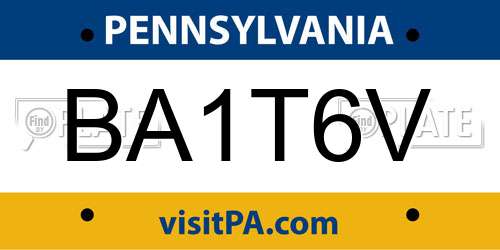 BA1T6V Pennsylvania License Plate