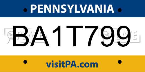 BA1T799 Pennsylvania License Plate