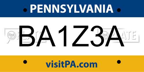 BA1Z3A Pennsylvania License Plate