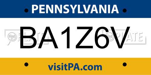 BA1Z6V Pennsylvania License Plate