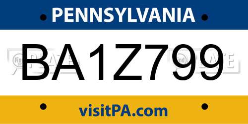 BA1Z799 Pennsylvania License Plate