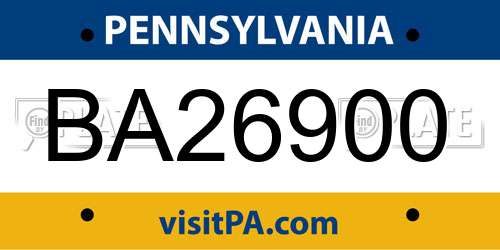 BA26900 Pennsylvania License Plate