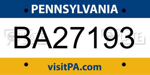 BA27193 Pennsylvania License Plate
