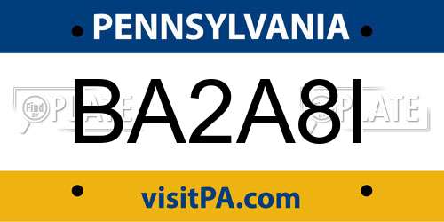BA2A8I Pennsylvania License Plate