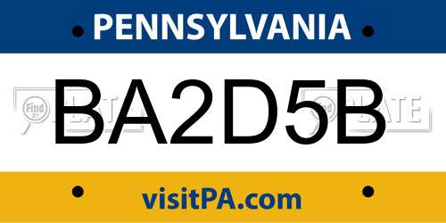 BA2D5B Pennsylvania License Plate