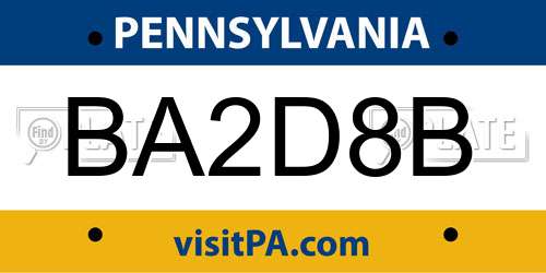 BA2D8B Pennsylvania License Plate