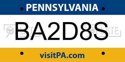 BA2D8S Pennsylvania License Plate