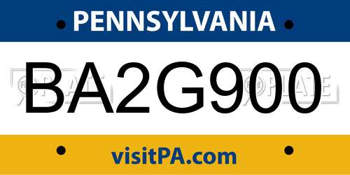 BA2G900 Pennsylvania License Plate