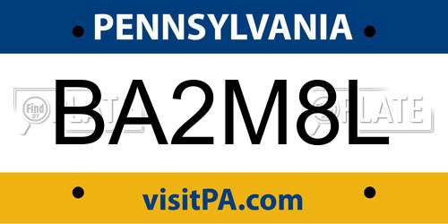 BA2M8L Pennsylvania License Plate