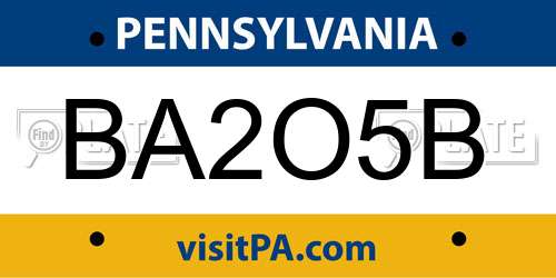 BA2O5B Pennsylvania License Plate