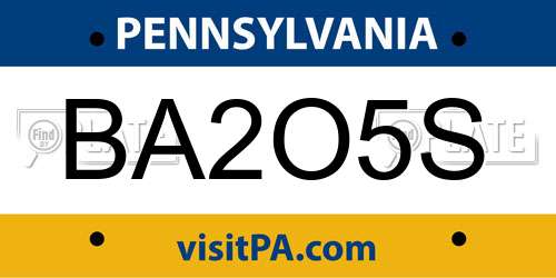 BA2O5S Pennsylvania License Plate