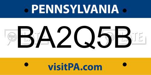 BA2Q5B Pennsylvania License Plate