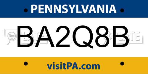 BA2Q8B Pennsylvania License Plate